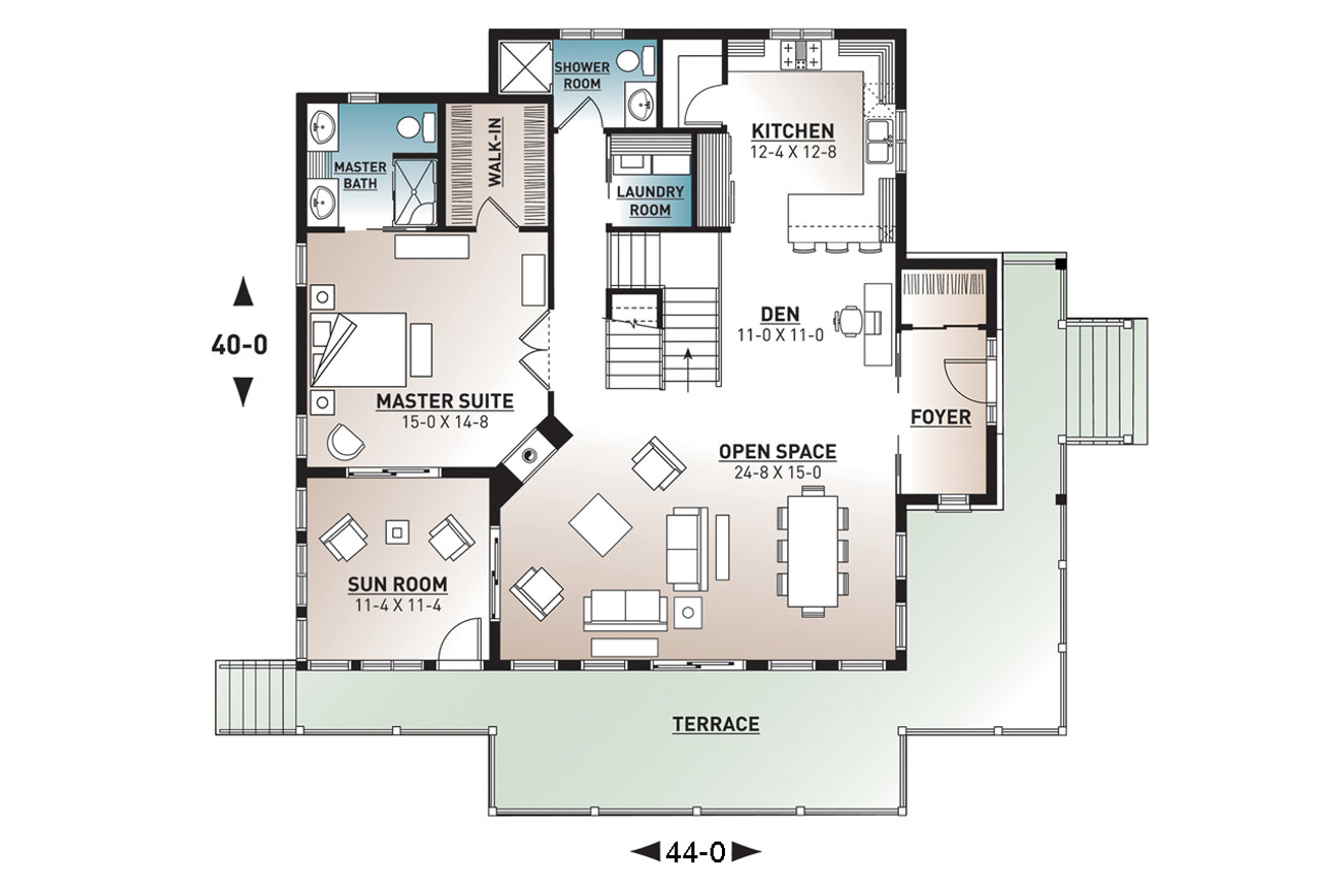 Cottage House Plan - Pocono 4 15803 - 1st Floor Plan