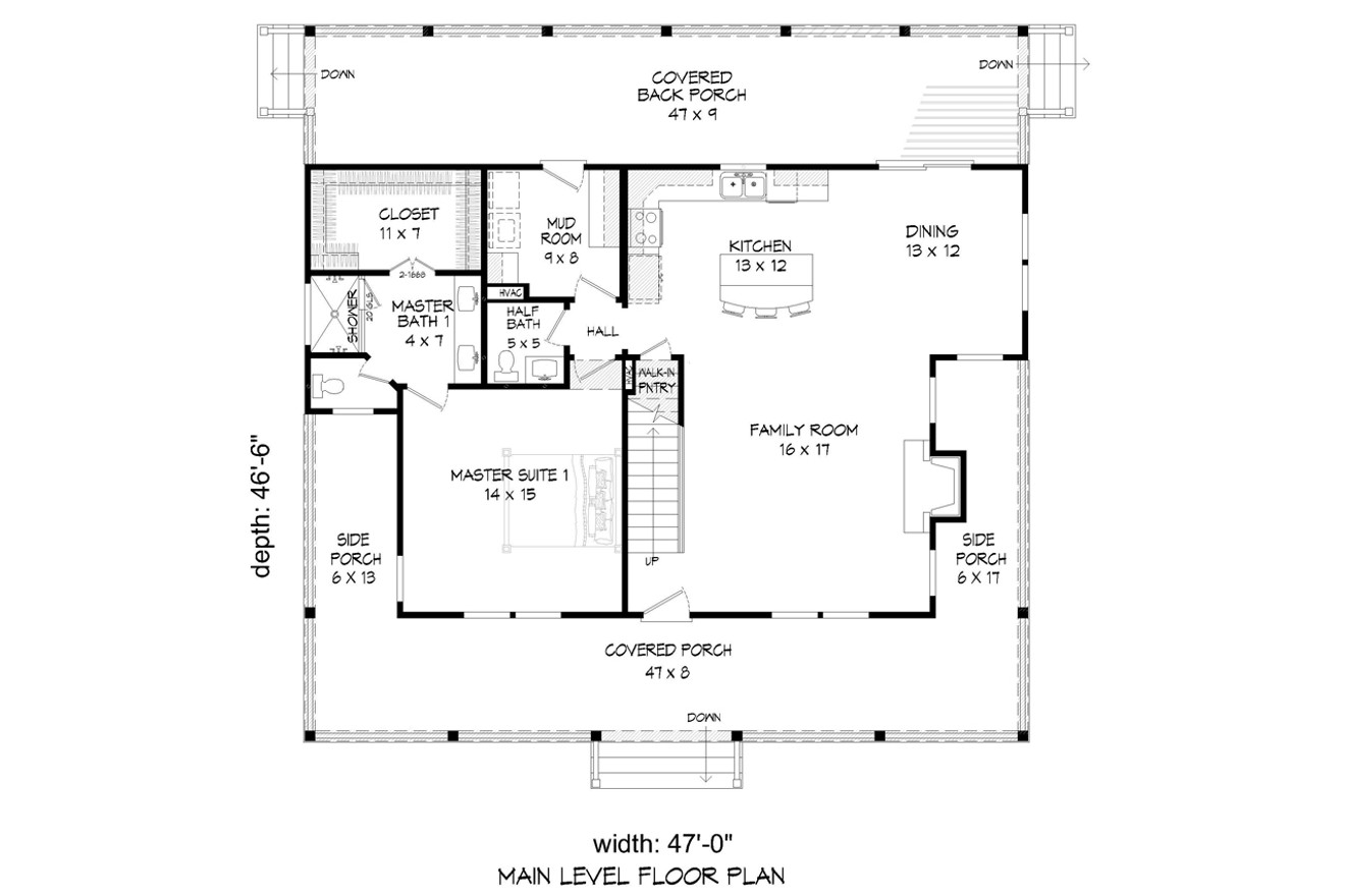 Lodge Style House Plan - English Oak 16315 - 1st Floor Plan