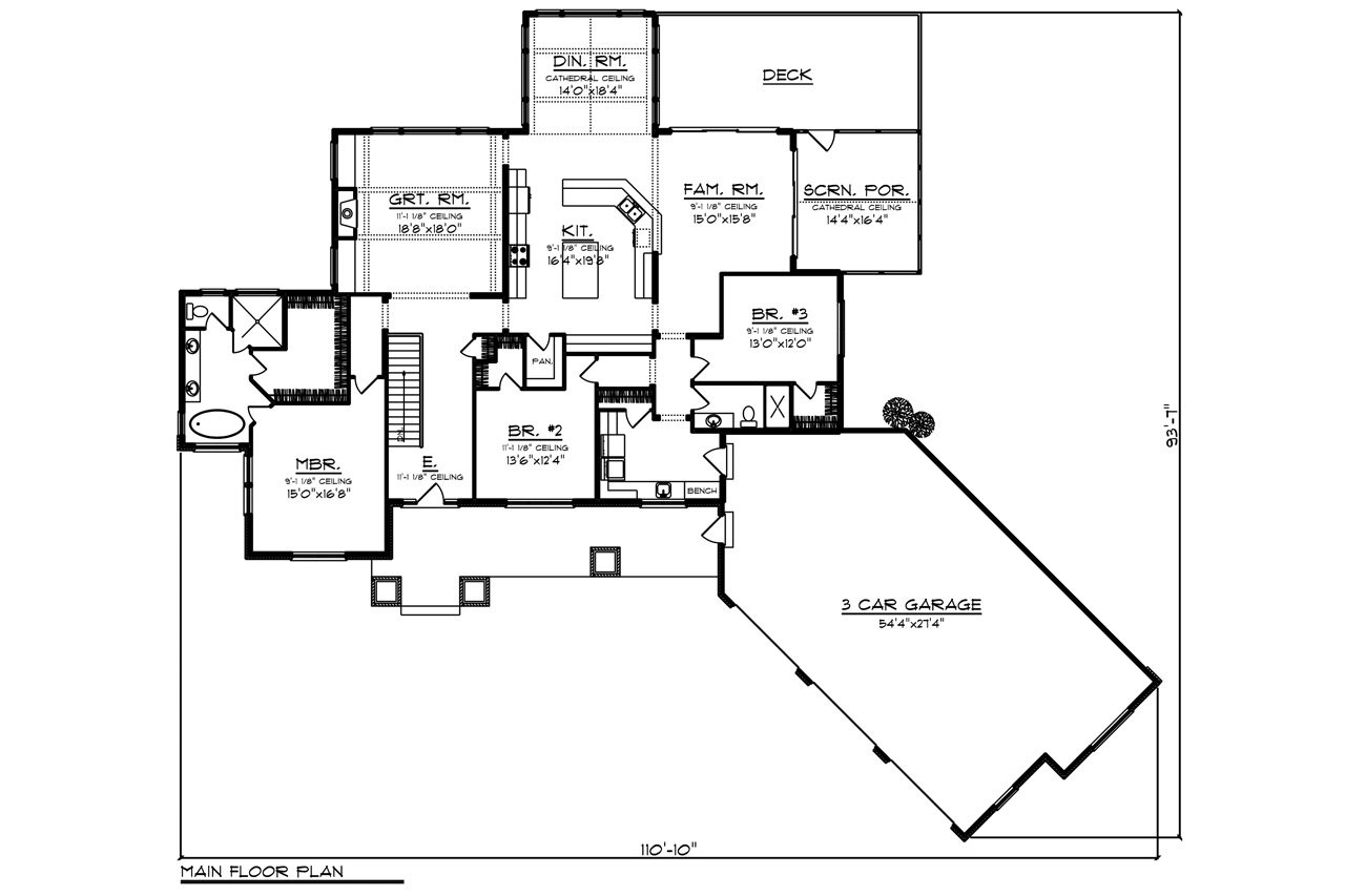 Ranch House Plan - 16533 - 1st Floor Plan