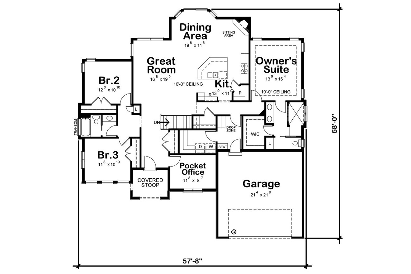 Traditional House Plan - Sinclair Springs 16998 - 1st Floor Plan