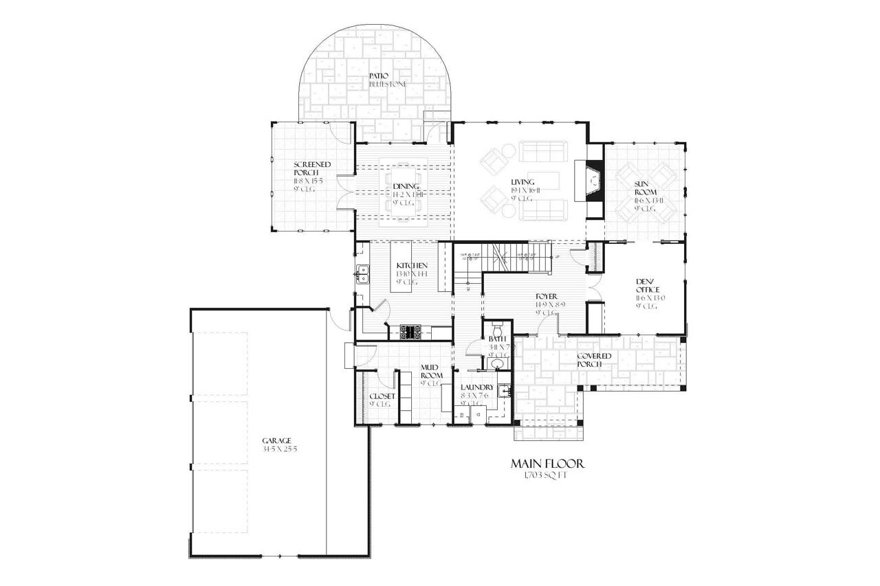Tudor House Plan - Weston 17524 - 1st Floor Plan