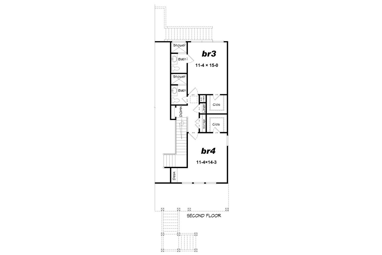 Secondary Image - Cottage House Plan - Seaside Escape 17838 - 2nd Floor Plan