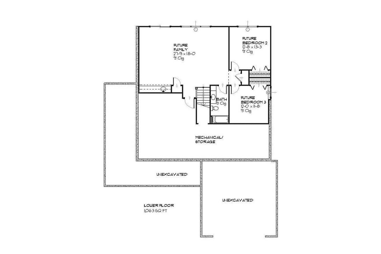 Secondary Image - Ranch House Plan - Inglenook 19161 - Basement Floor Plan