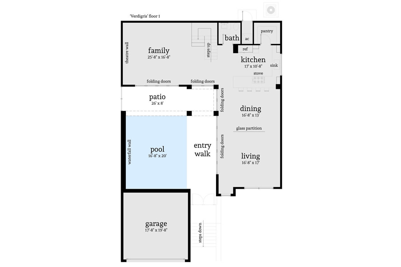 Modern House Plan - Verdigris 19225 - 1st Floor Plan