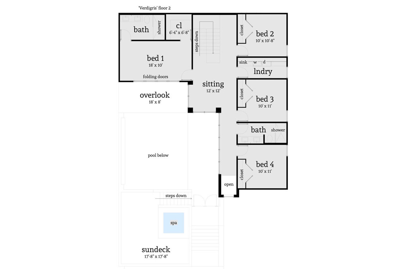 Secondary Image - Modern House Plan - Verdigris 19225 - 2nd Floor Plan