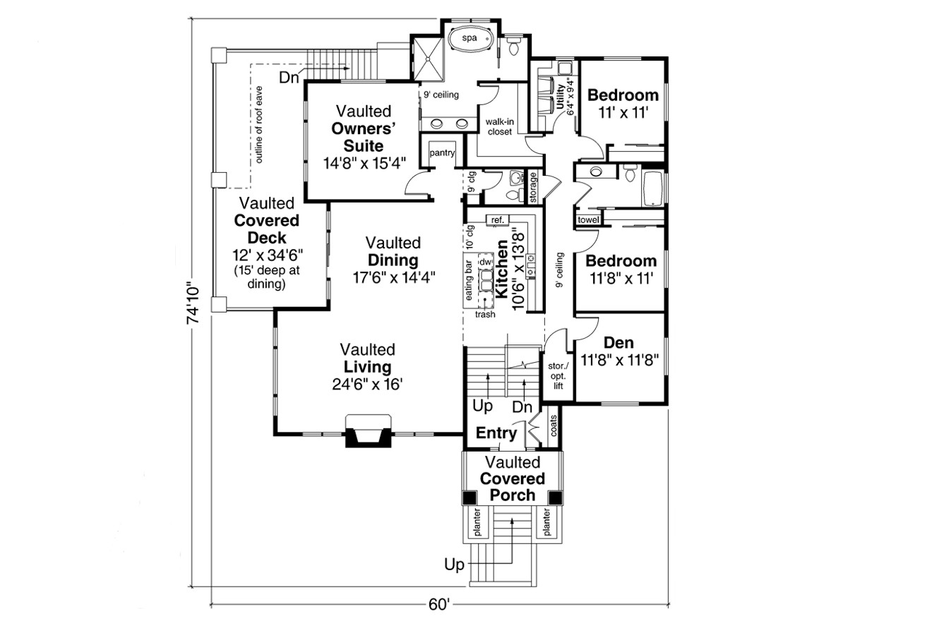 Modern House Plan - Cliffside 19693 - 1st Floor Plan