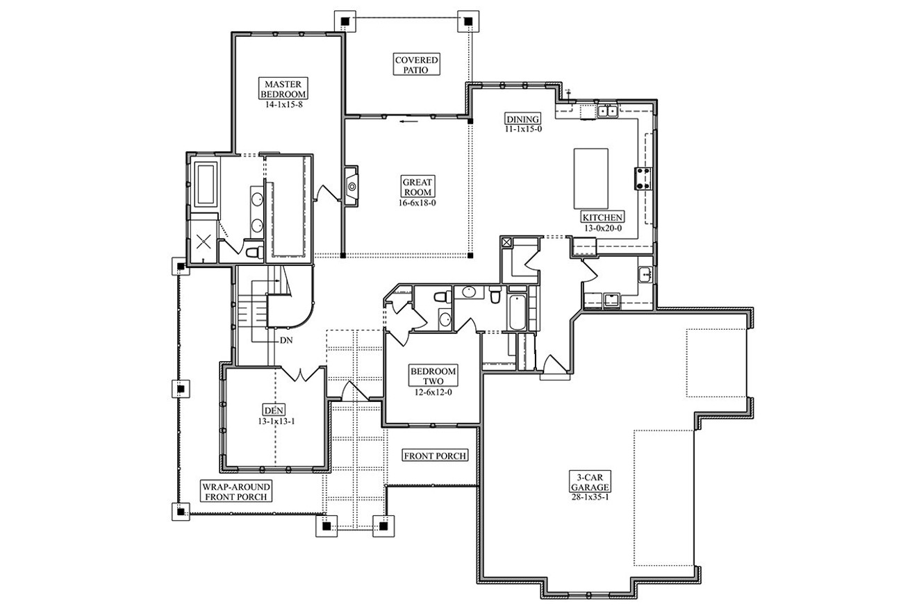 Ranch House Plan - Dillon 19737 - 1st Floor Plan