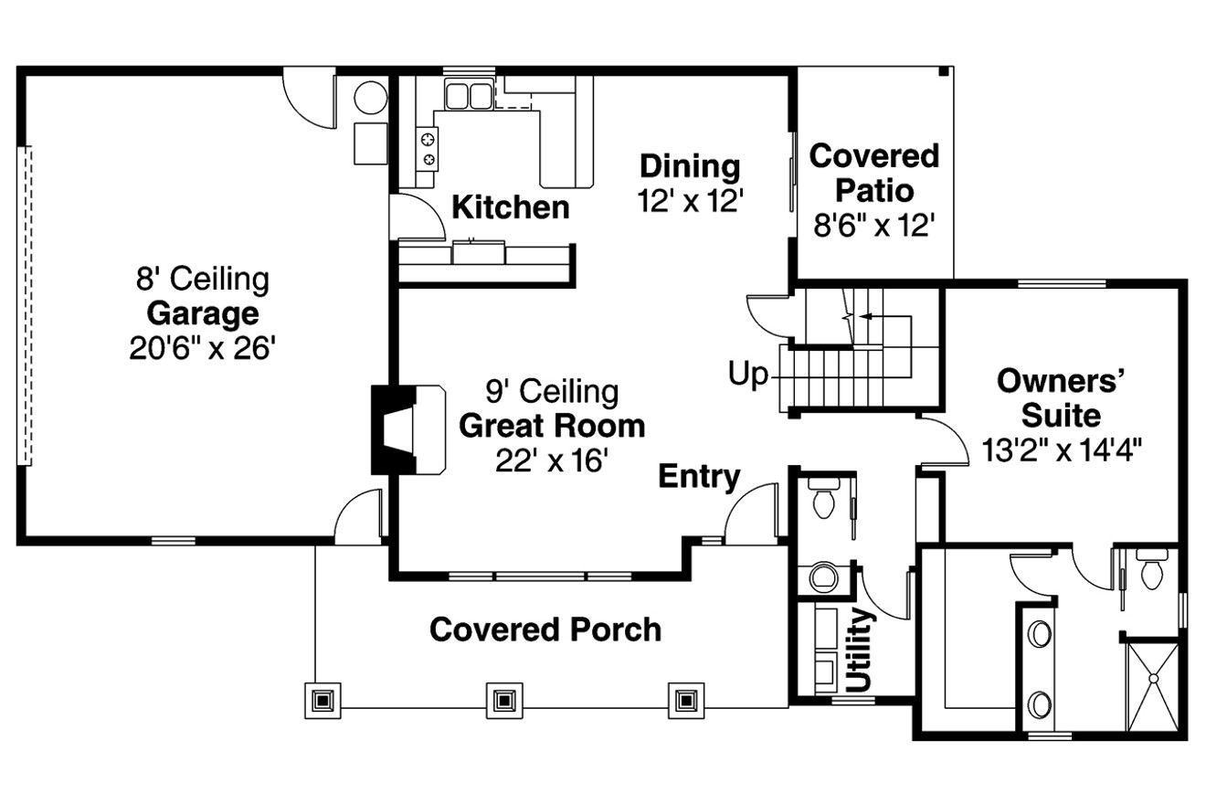 Craftsman House Plan - Rockport 19897 - 1st Floor Plan