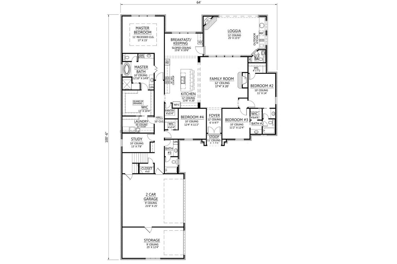 European House Plan - Cambridge 20461 - 1st Floor Plan