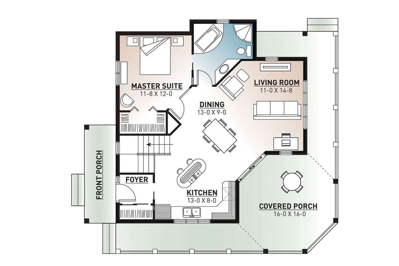 Cottage House Plan - The Trail Seeker 2 20807 - 1st Floor Plan