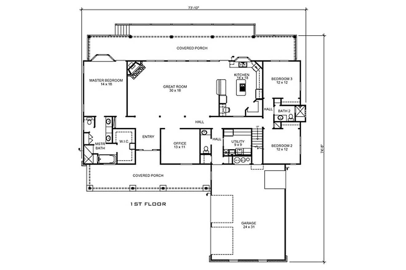 Country House Plan - Martindale 21281 - 1st Floor Plan