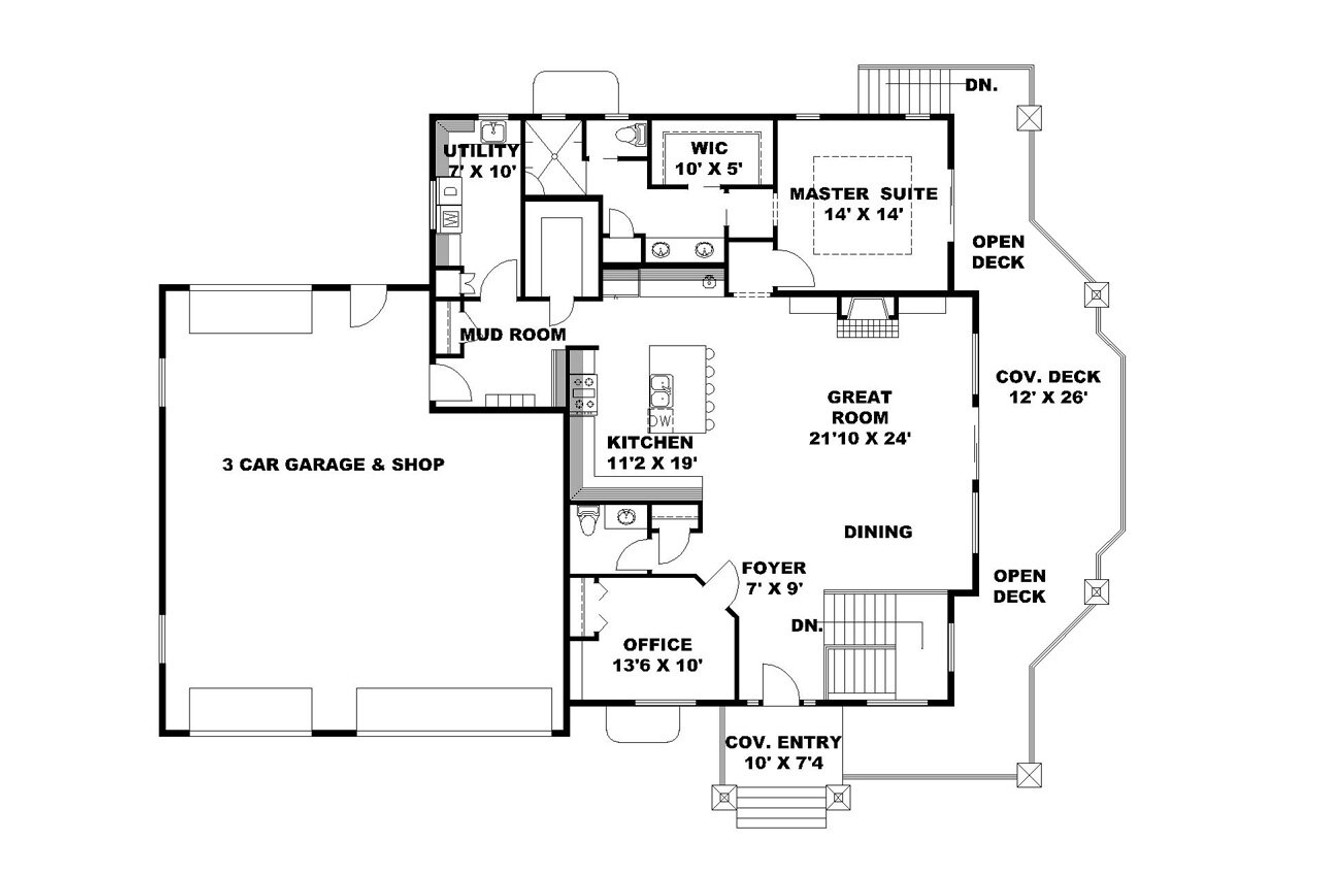 Craftsman House Plan - 21321 - 1st Floor Plan