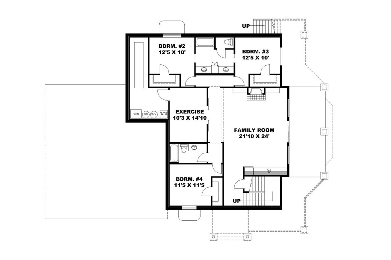 Secondary Image - Craftsman House Plan - 21321 - Basement Floor Plan