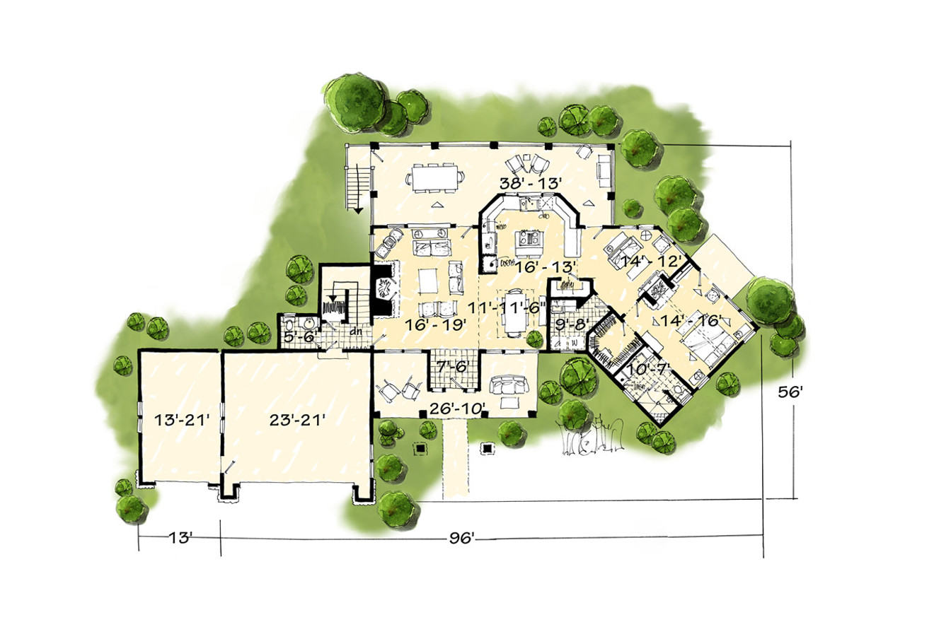 Craftsman House Plan - Saddleback 21356 - 1st Floor Plan