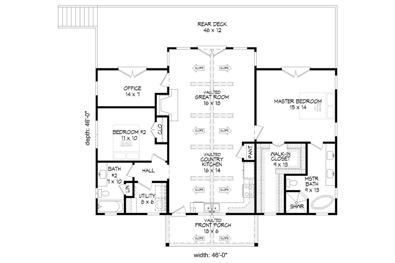 Craftsman House Plan - Pickens Place II 21396 - 1st Floor Plan