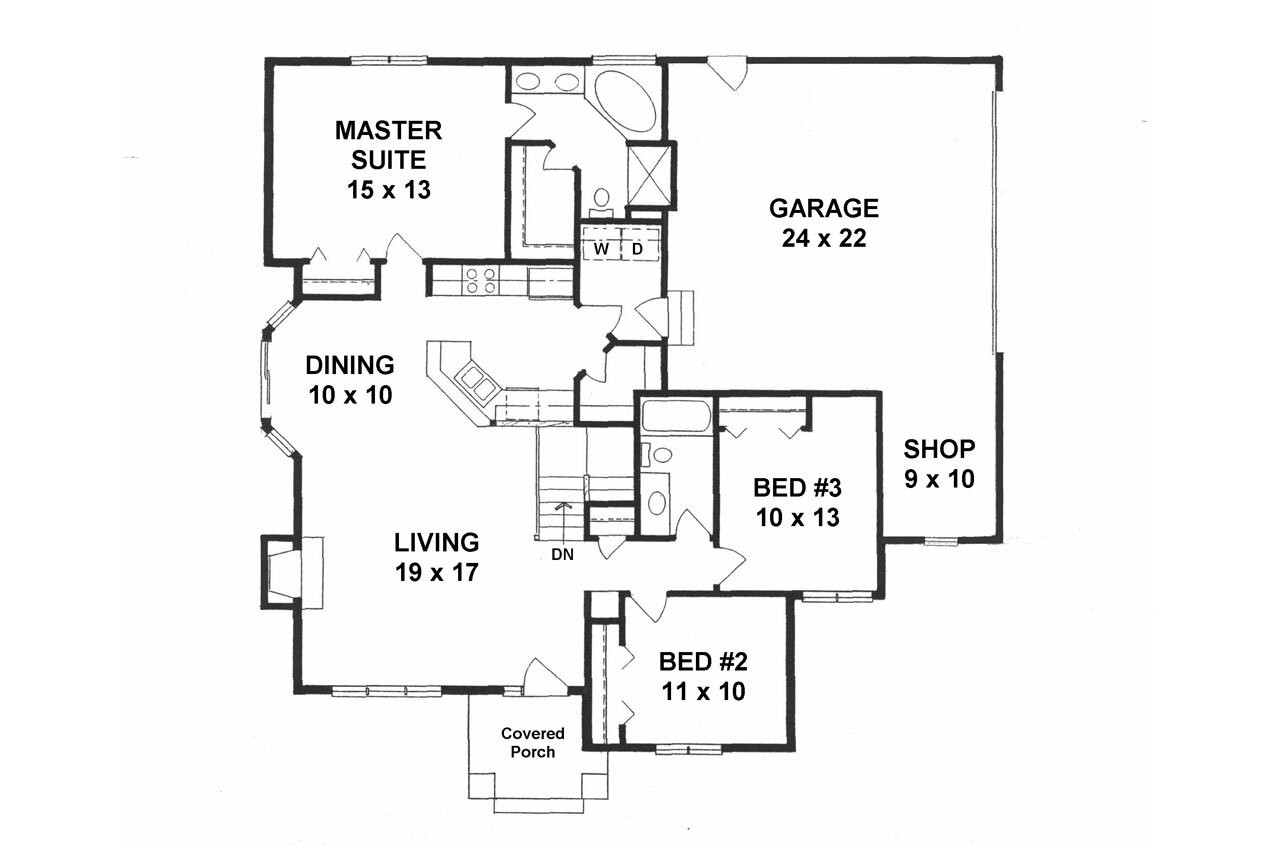Traditional House Plan - 21620 - 1st Floor Plan