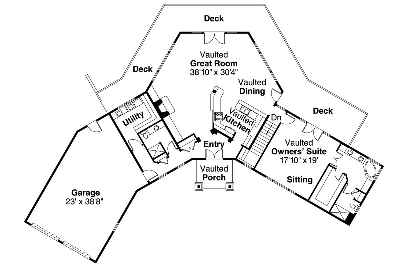 Lodge Style House Plan - Viewcrest 21625 - 1st Floor Plan