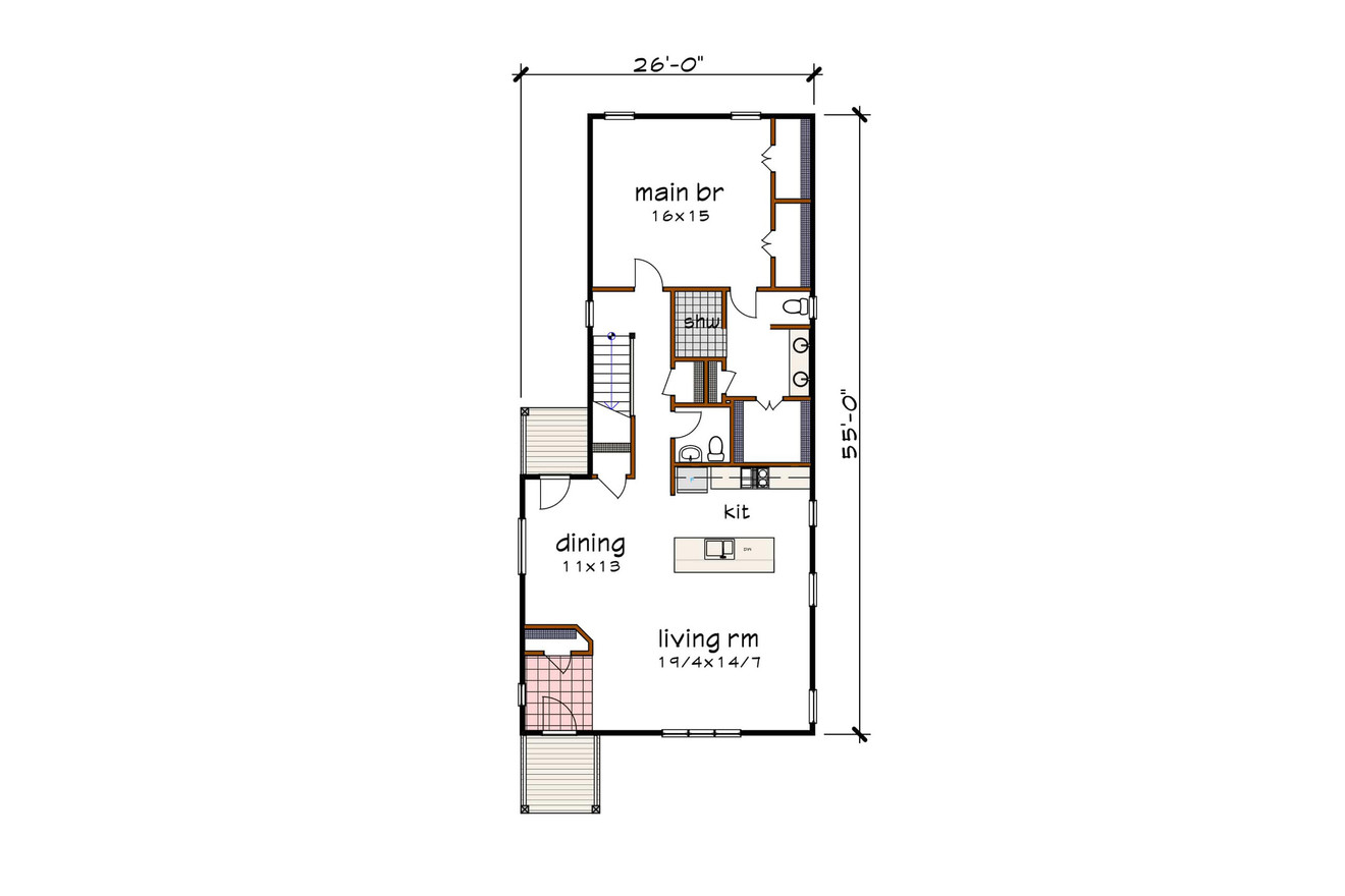 Modern House Plan - 21656 - 1st Floor Plan