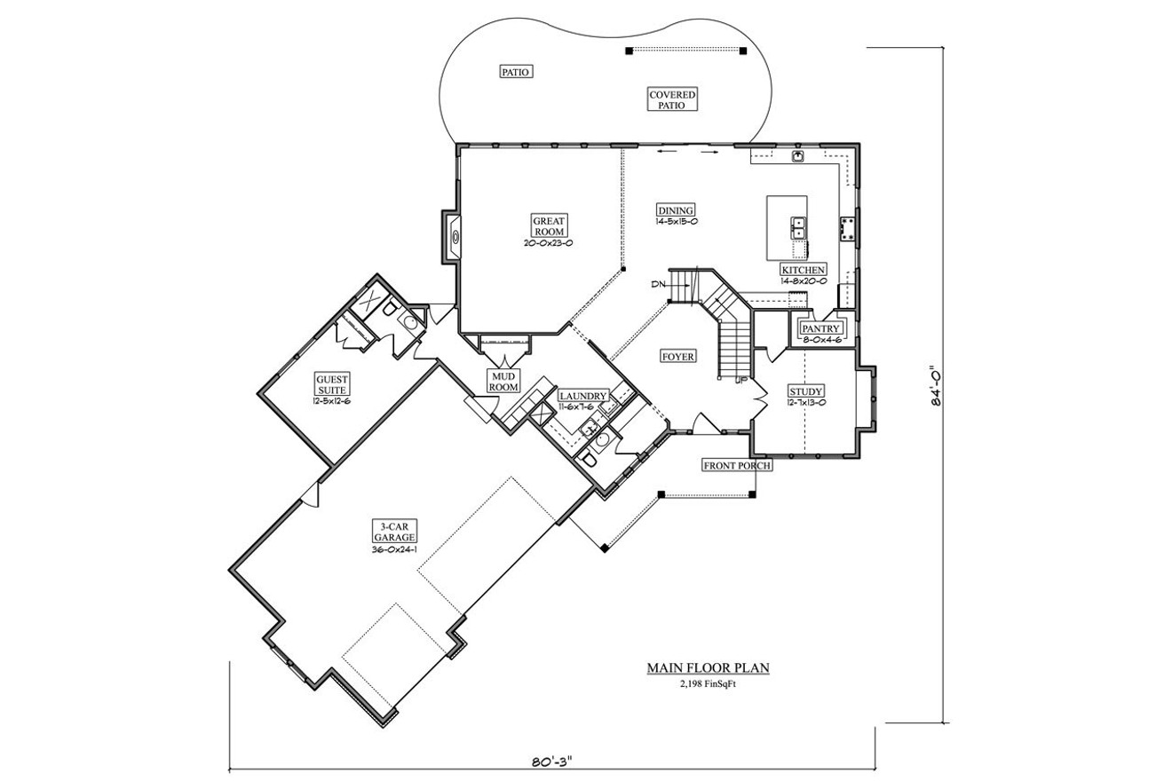 Craftsman House Plan - Terrain 21802 - 1st Floor Plan