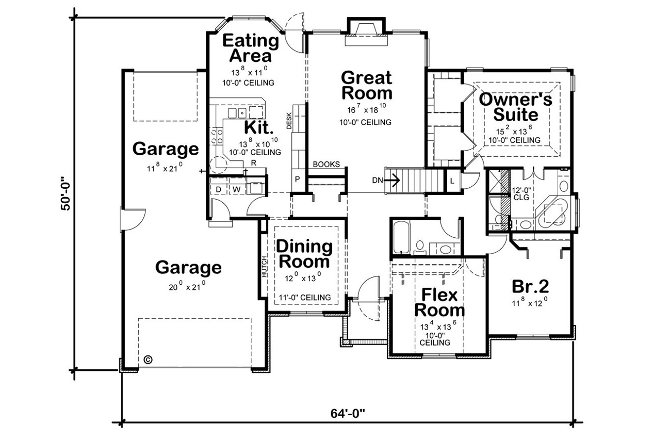 Traditional House Plan - Mansfield-II 21858 - 1st Floor Plan