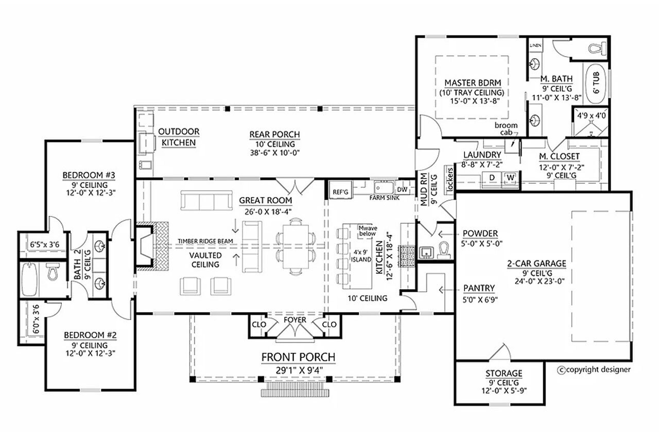 Farmhouse House Plan - Bear Creek 22057 - 1st Floor Plan