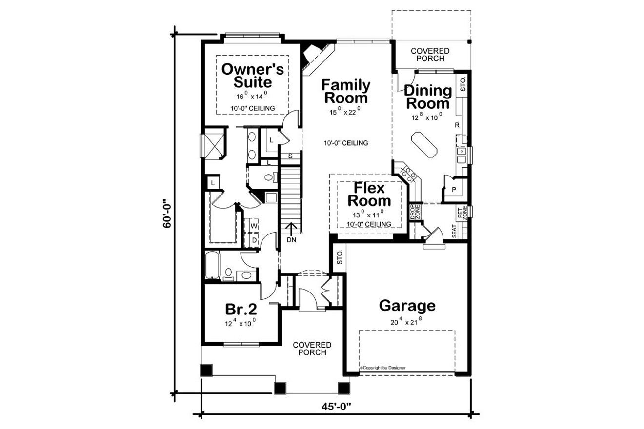 Craftsman House Plan - Timber Cottage 22194 - 1st Floor Plan