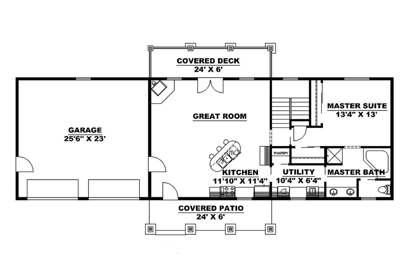 Country House Plan - 22251 - 1st Floor Plan