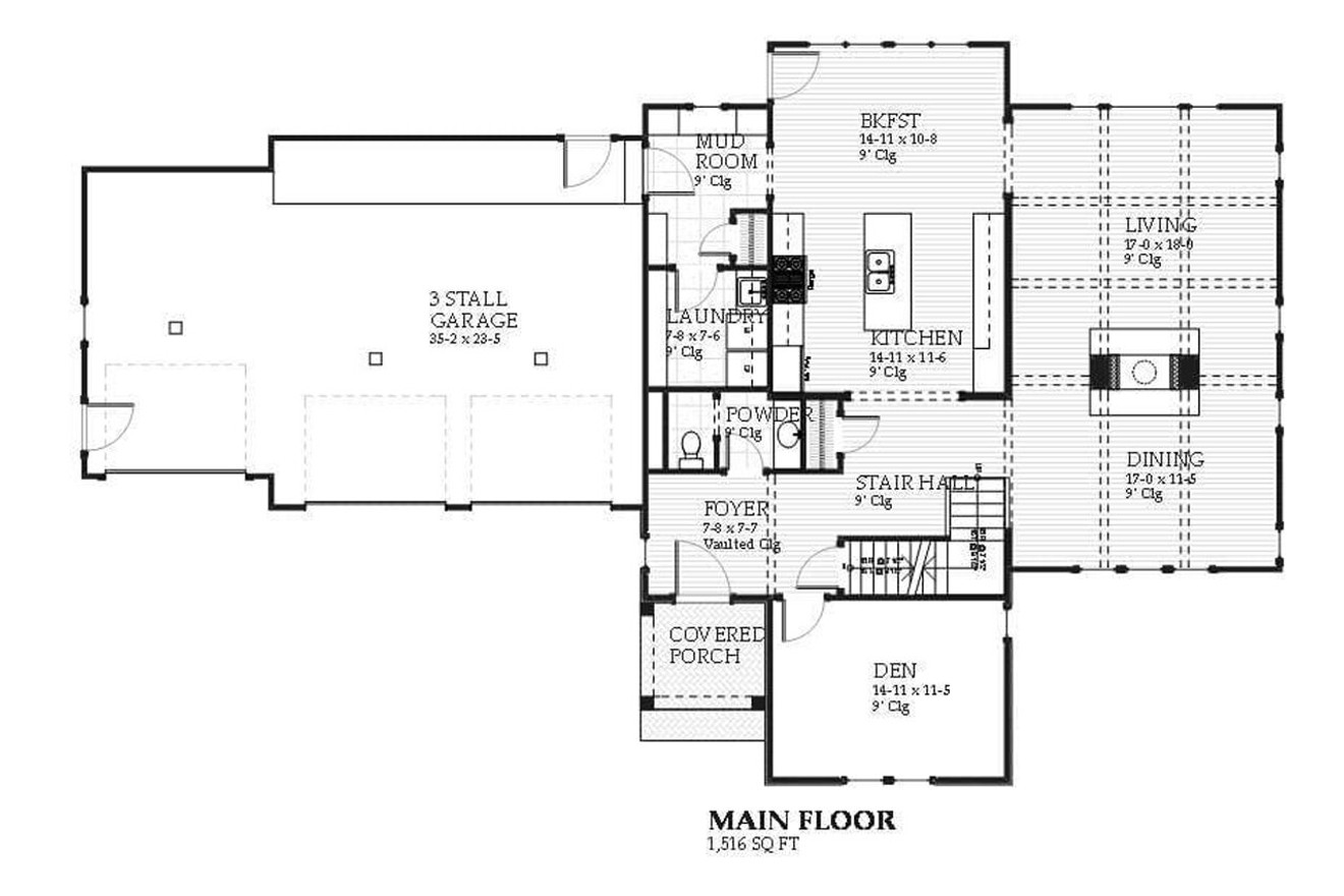 Tudor House Plan - Cascade 22392 - 1st Floor Plan