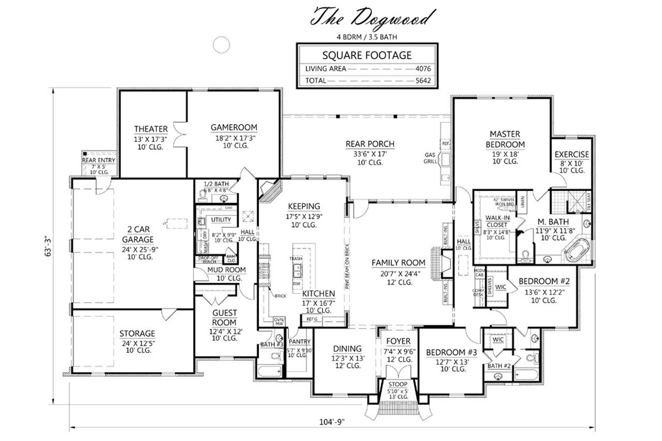 European House Plan - Dogwood 22508 - 1st Floor Plan