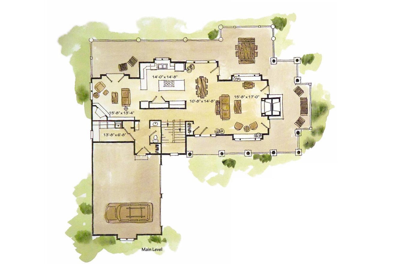 Lodge Style House Plan - Lake James 22510 - 1st Floor Plan