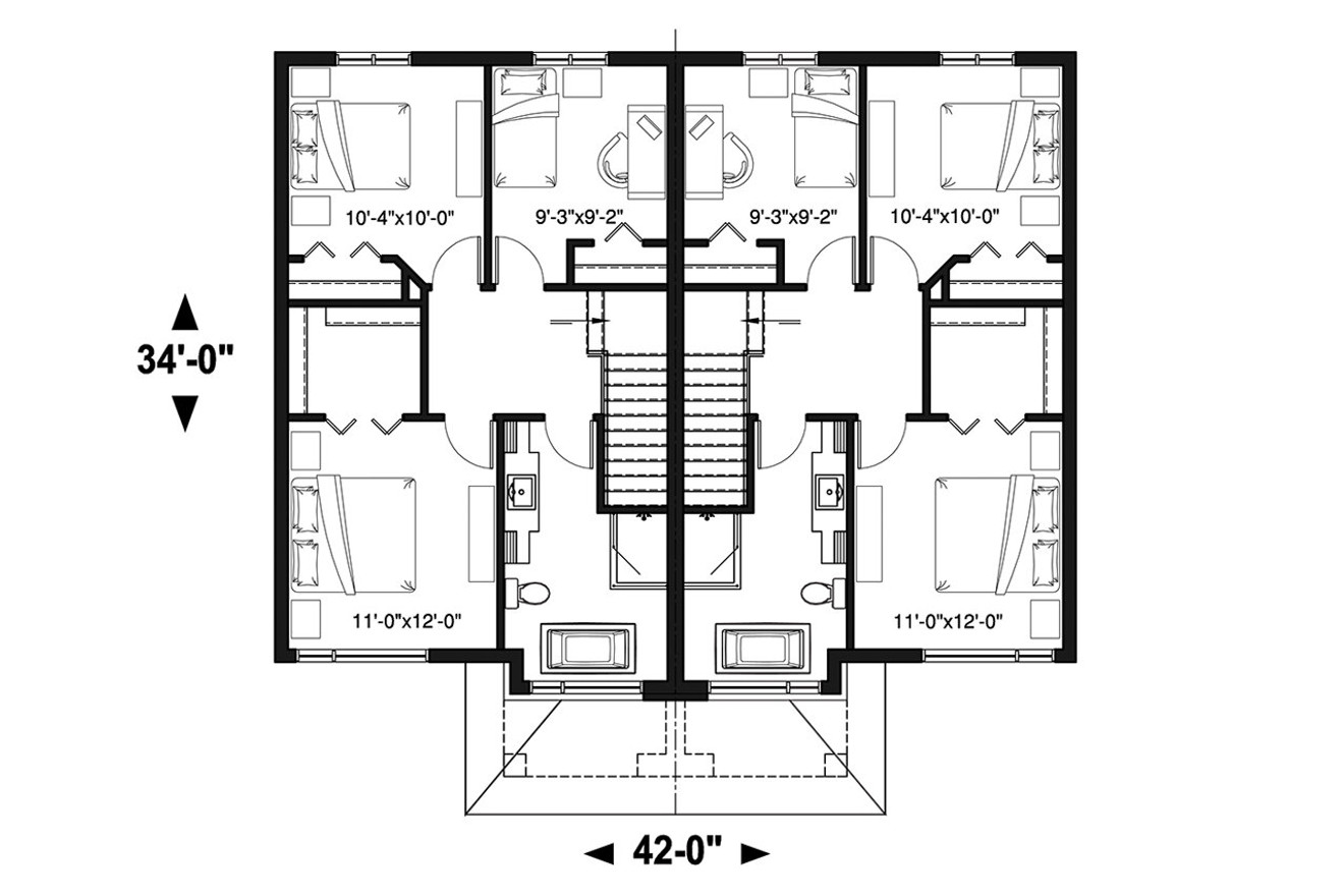 Secondary Image - Modern House Plan - Charny 22700 - 2nd Floor Plan