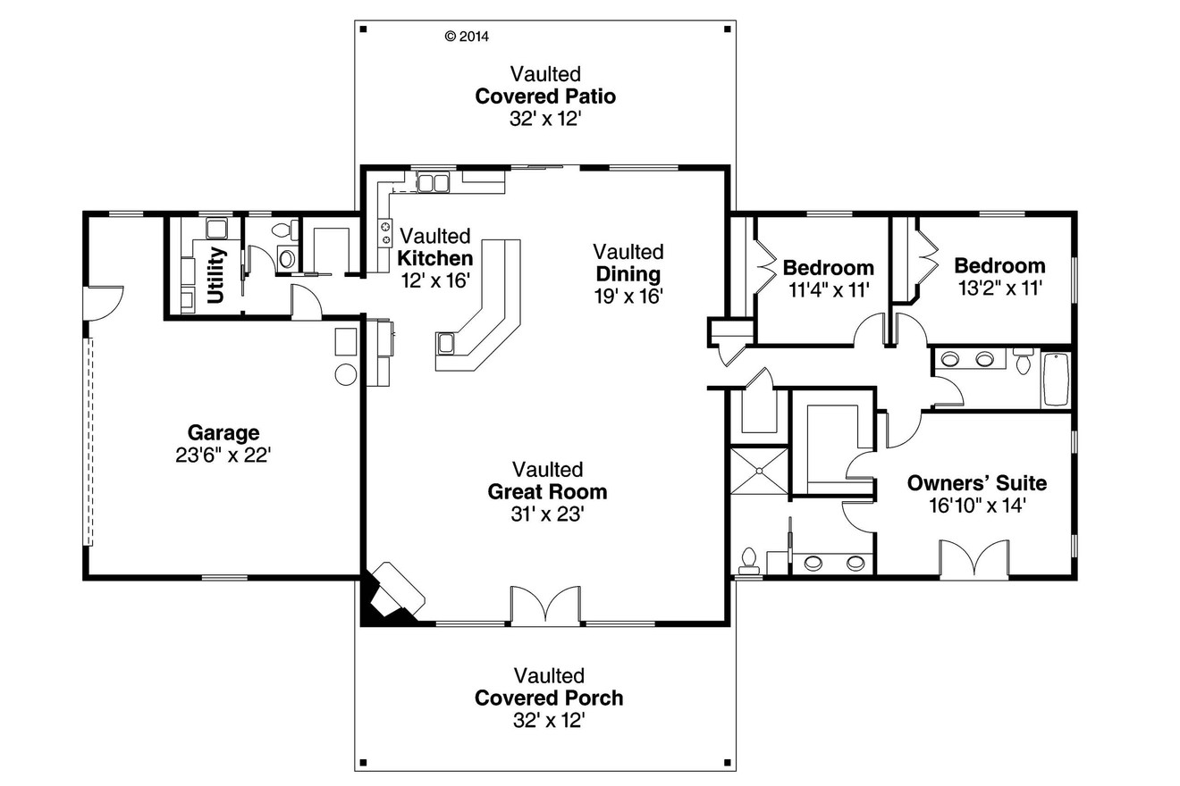 Ranch House Plan - Anacortes 23001 - 1st Floor Plan
