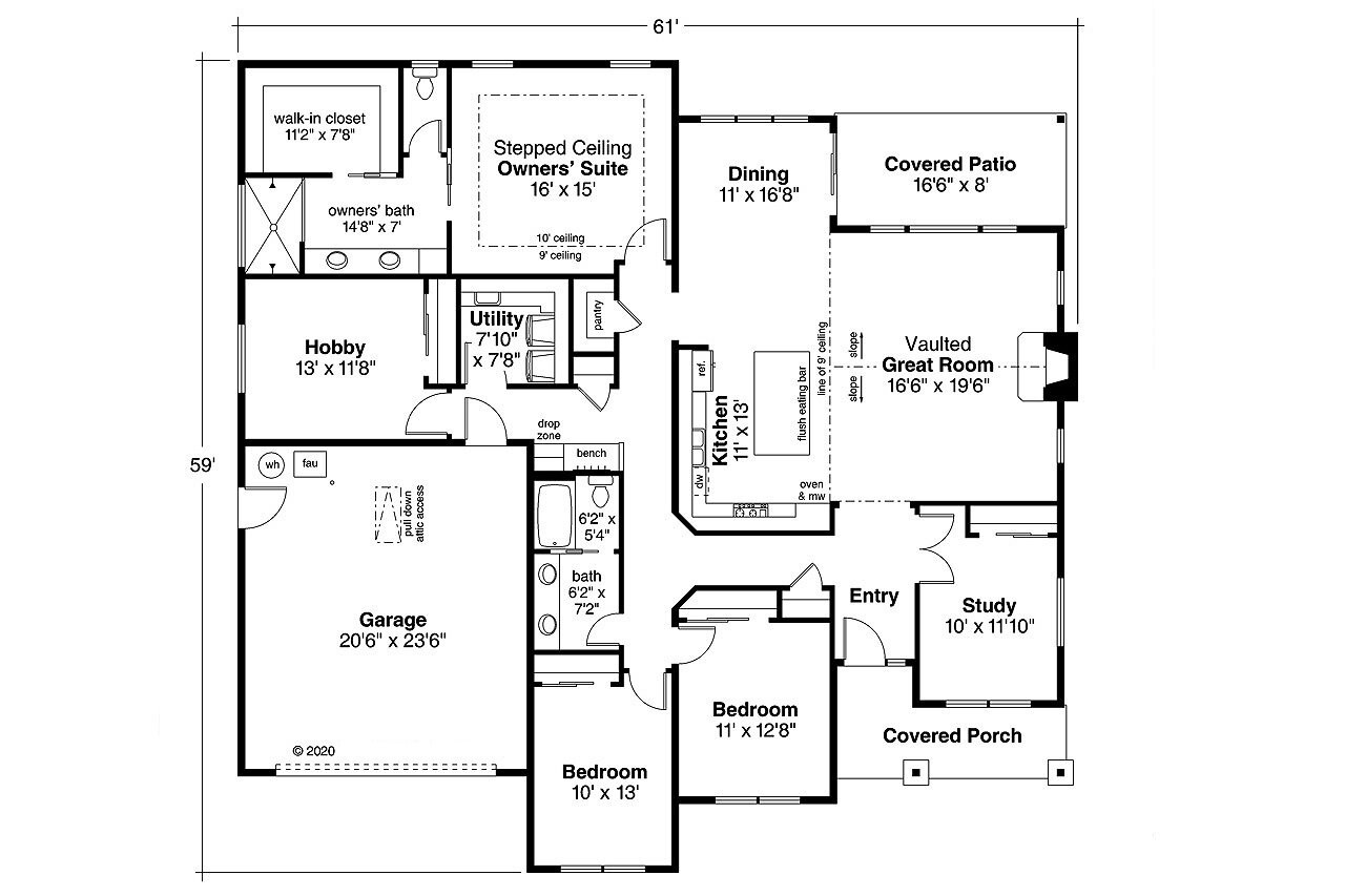 Country House Plan - Hadley 23237 - 1st Floor Plan