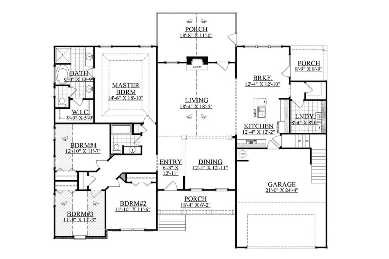 Ranch House Plan - Brantley 23628 - 1st Floor Plan