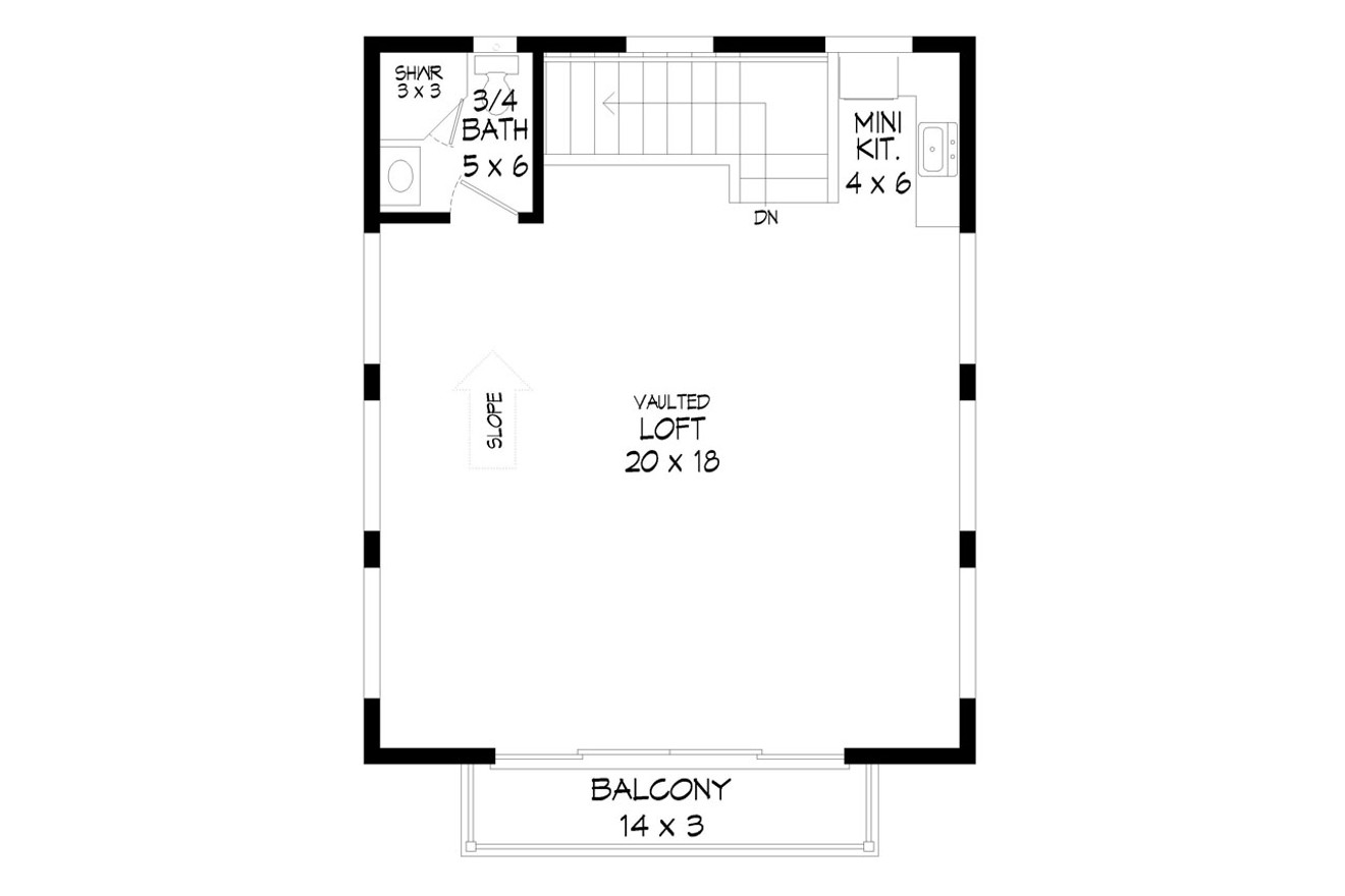 Secondary Image - Contemporary House Plan - Mtn View Escape 23696 - 2nd Floor Plan