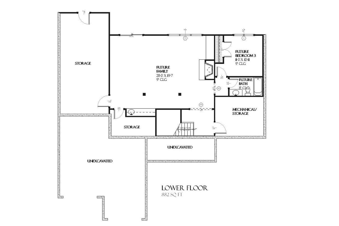 Secondary Image - Farmhouse House Plan - Lunar 24083 - Basement Floor Plan