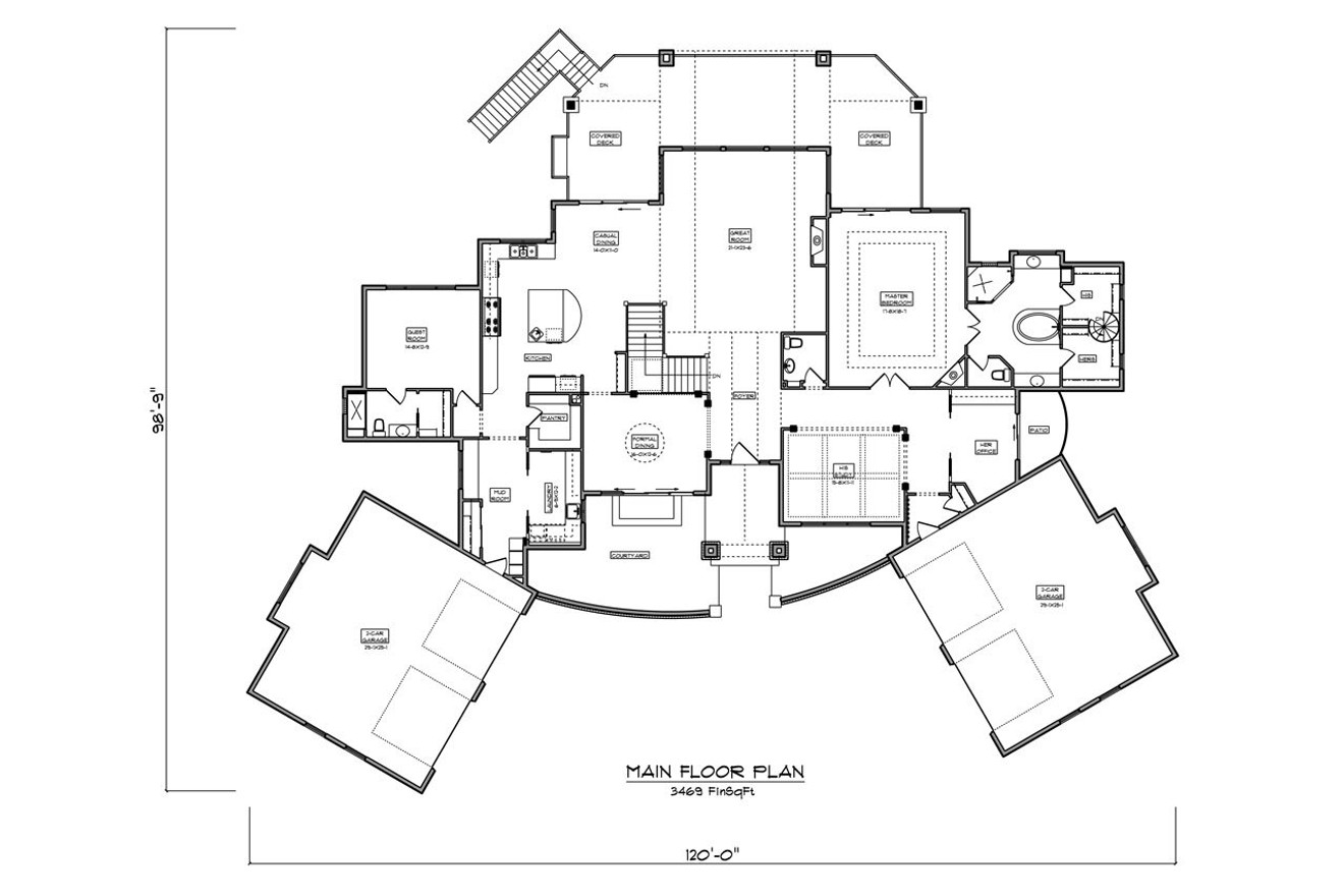 Craftsman House Plan - Westcot Manor 24320 - 1st Floor Plan
