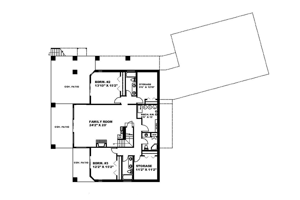 Secondary Image - Craftsman House Plan - 24958 - Basement Floor Plan