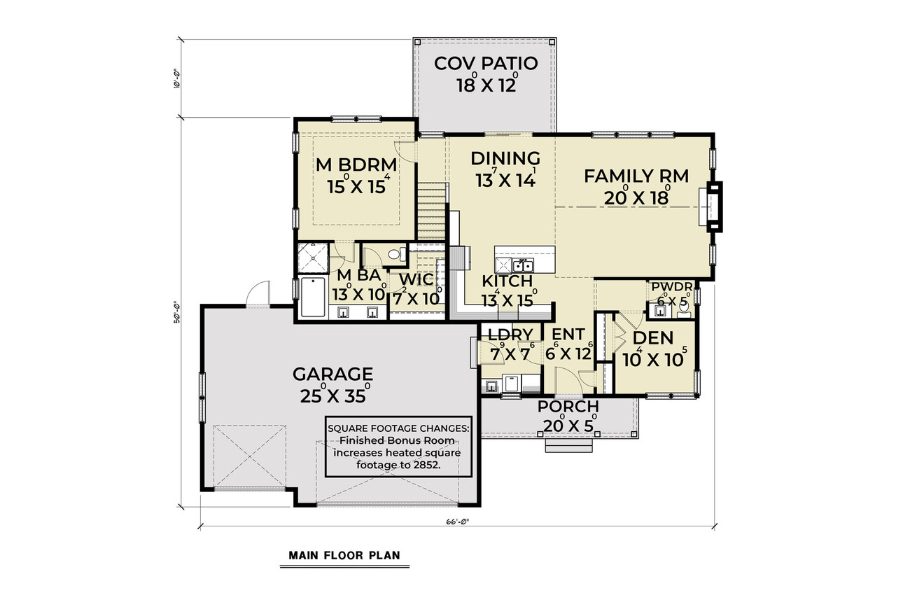 Craftsman House Plan - 25103 - 1st Floor Plan