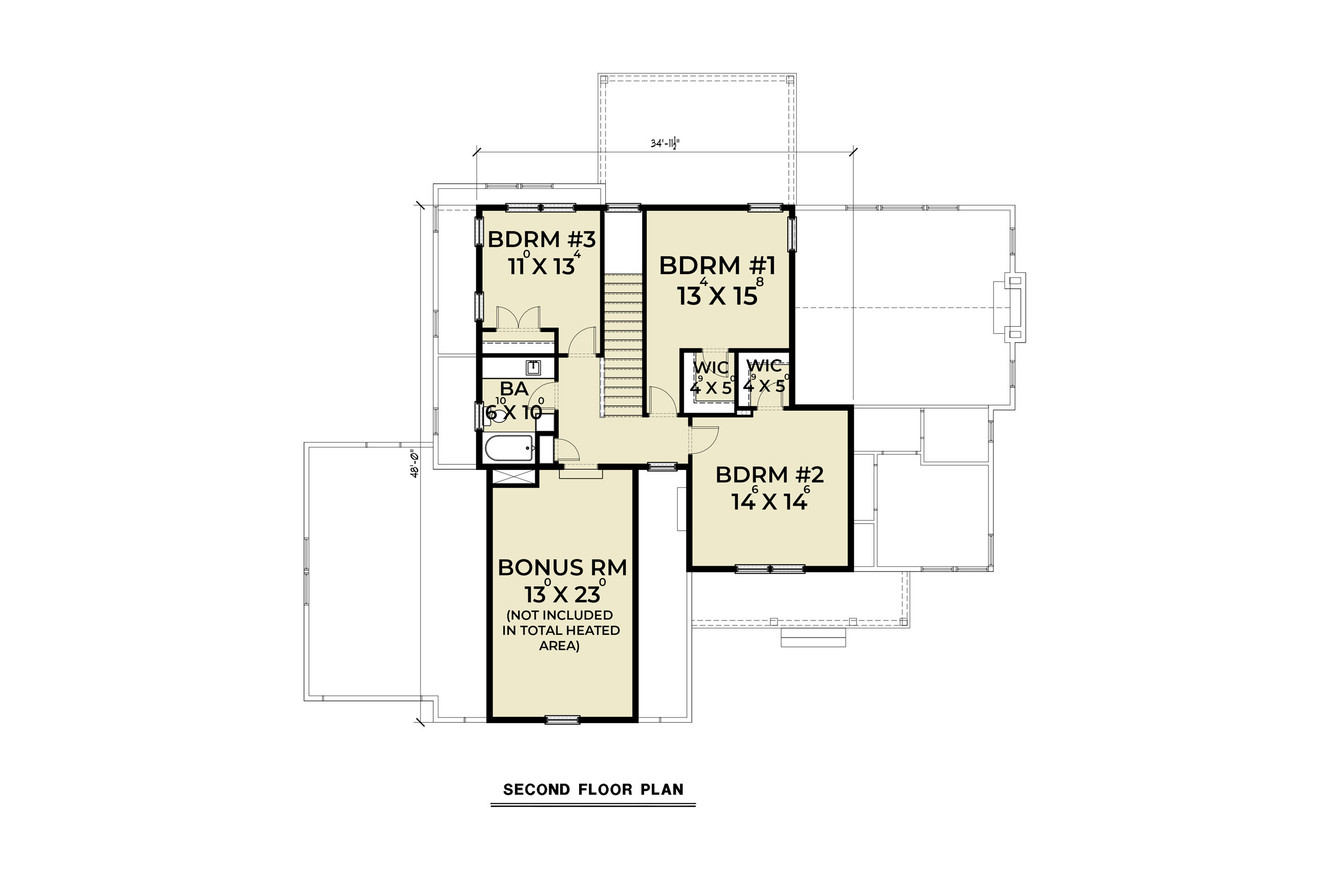 Craftsman House Plan - 25103 - 2nd Floor Plan