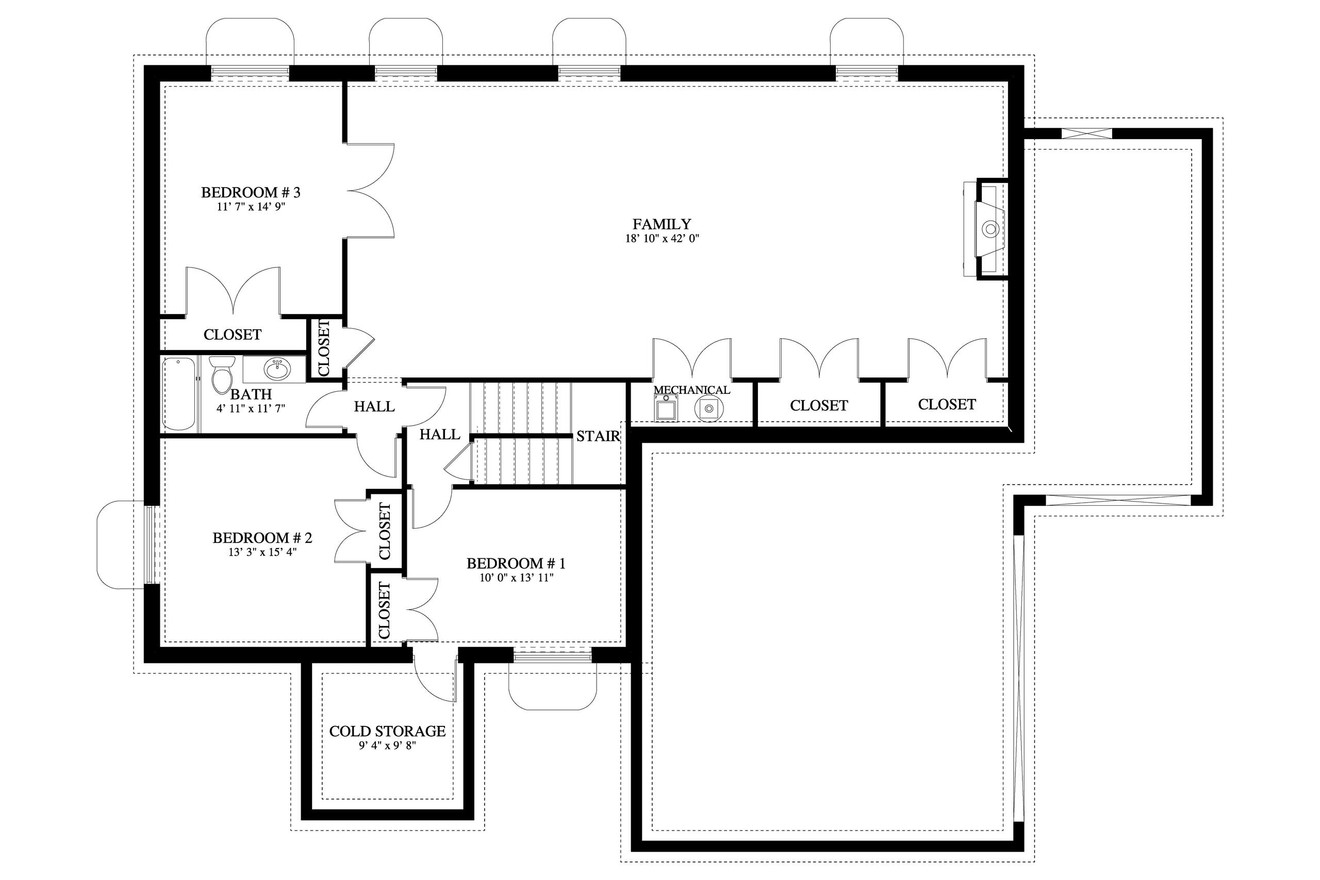 European House Plan - Nelson 25180 - Basement Floor Plan