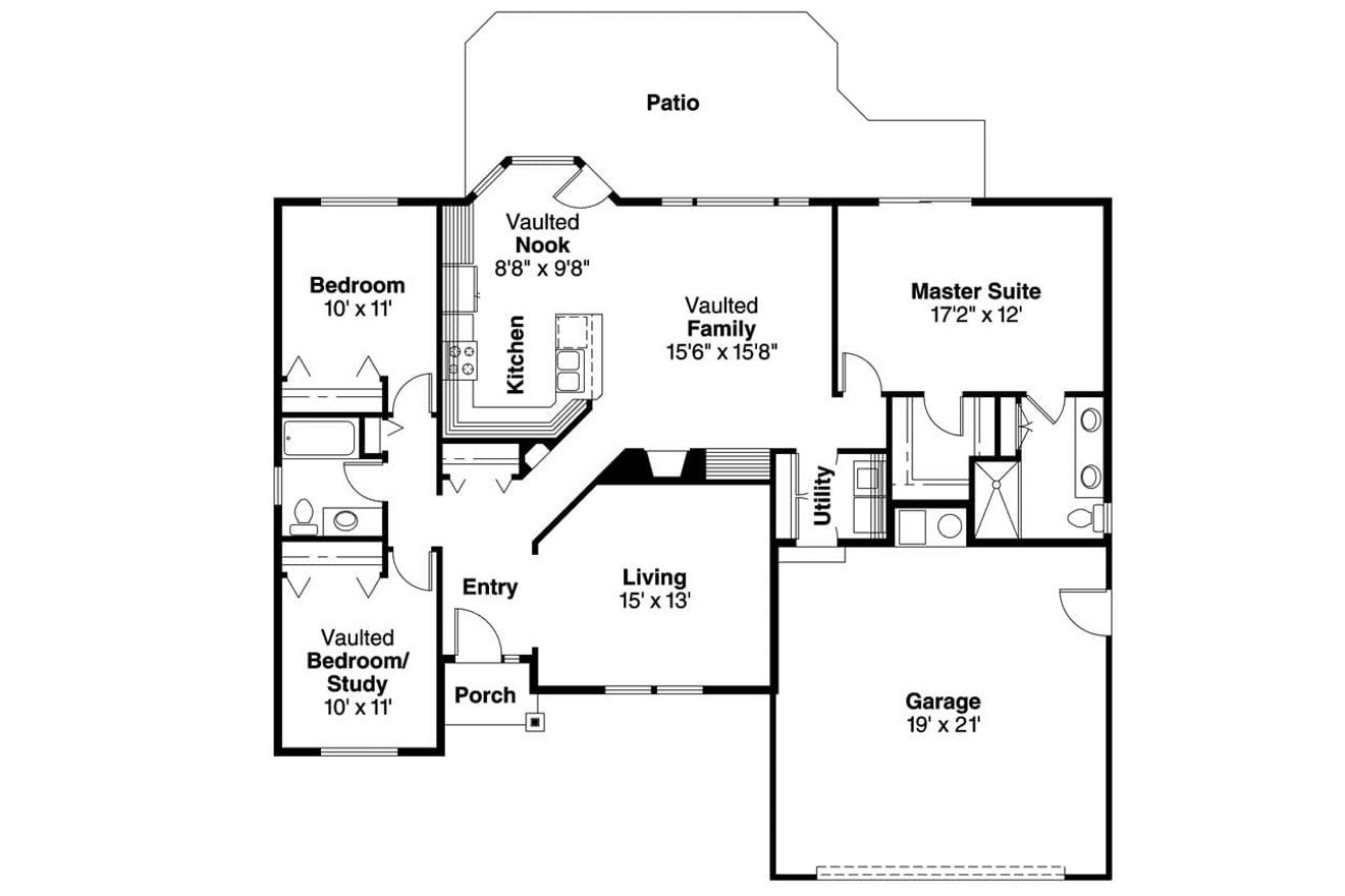 Ranch House Plan - Bingsly 25477 - 1st Floor Plan