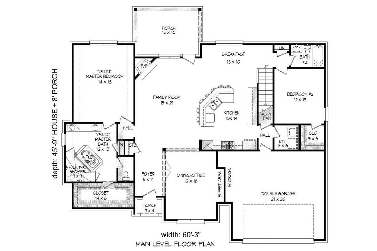 European House Plan - 25577 - 1st Floor Plan
