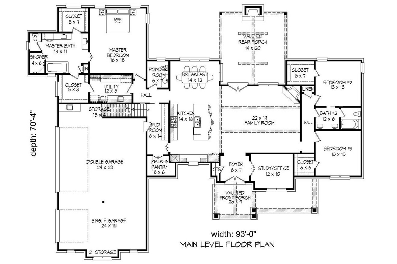 Craftsman House Plan - 25696 - 1st Floor Plan
