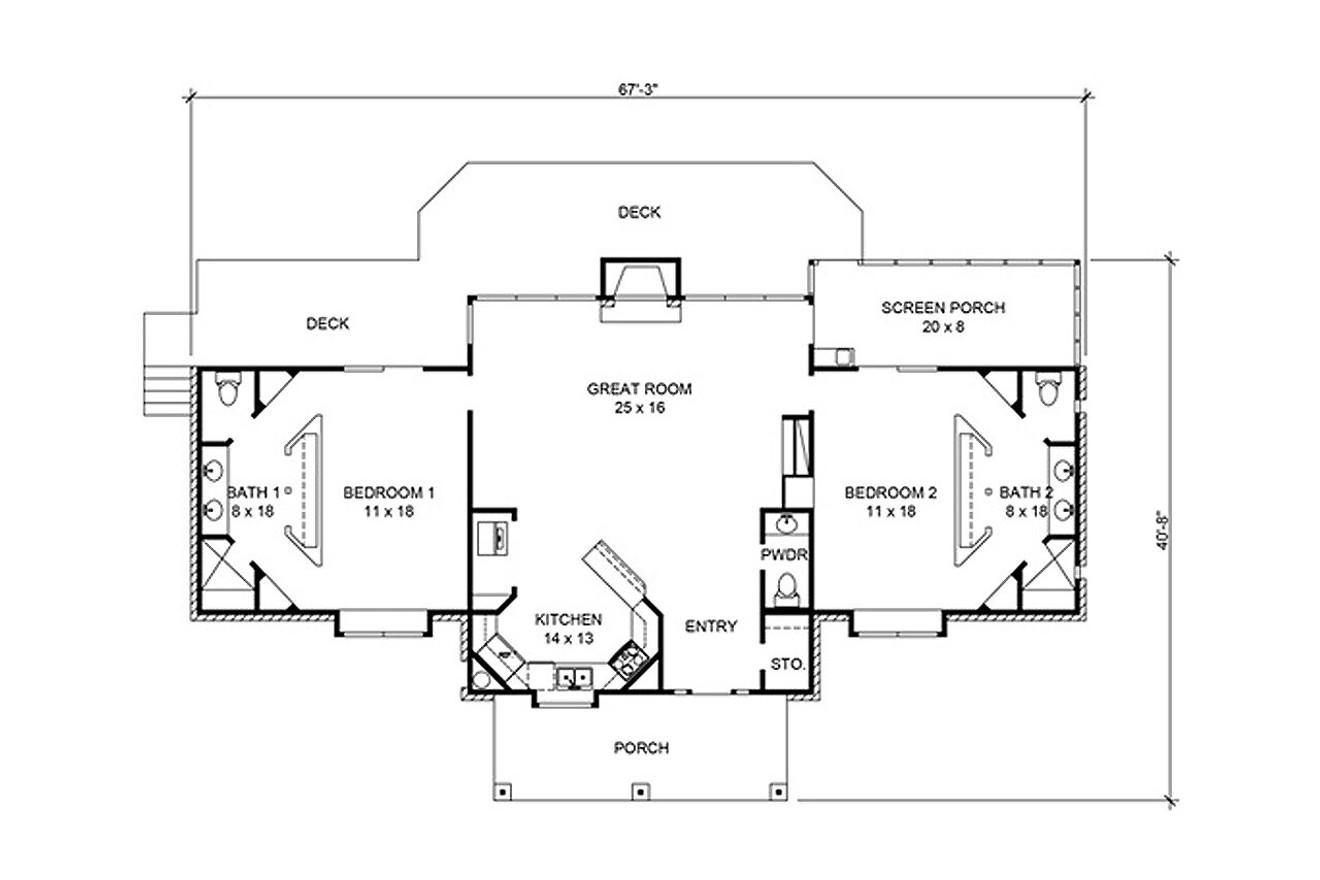 Ranch House Plan - Randall 26013 - 1st Floor Plan