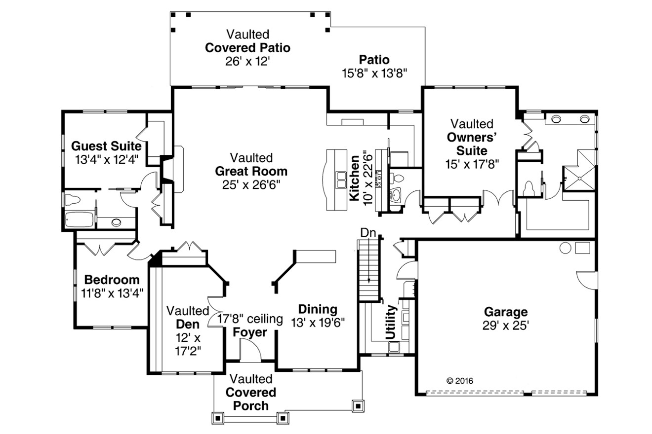 Craftsman House Plan - Westheart 26212 - 1st Floor Plan