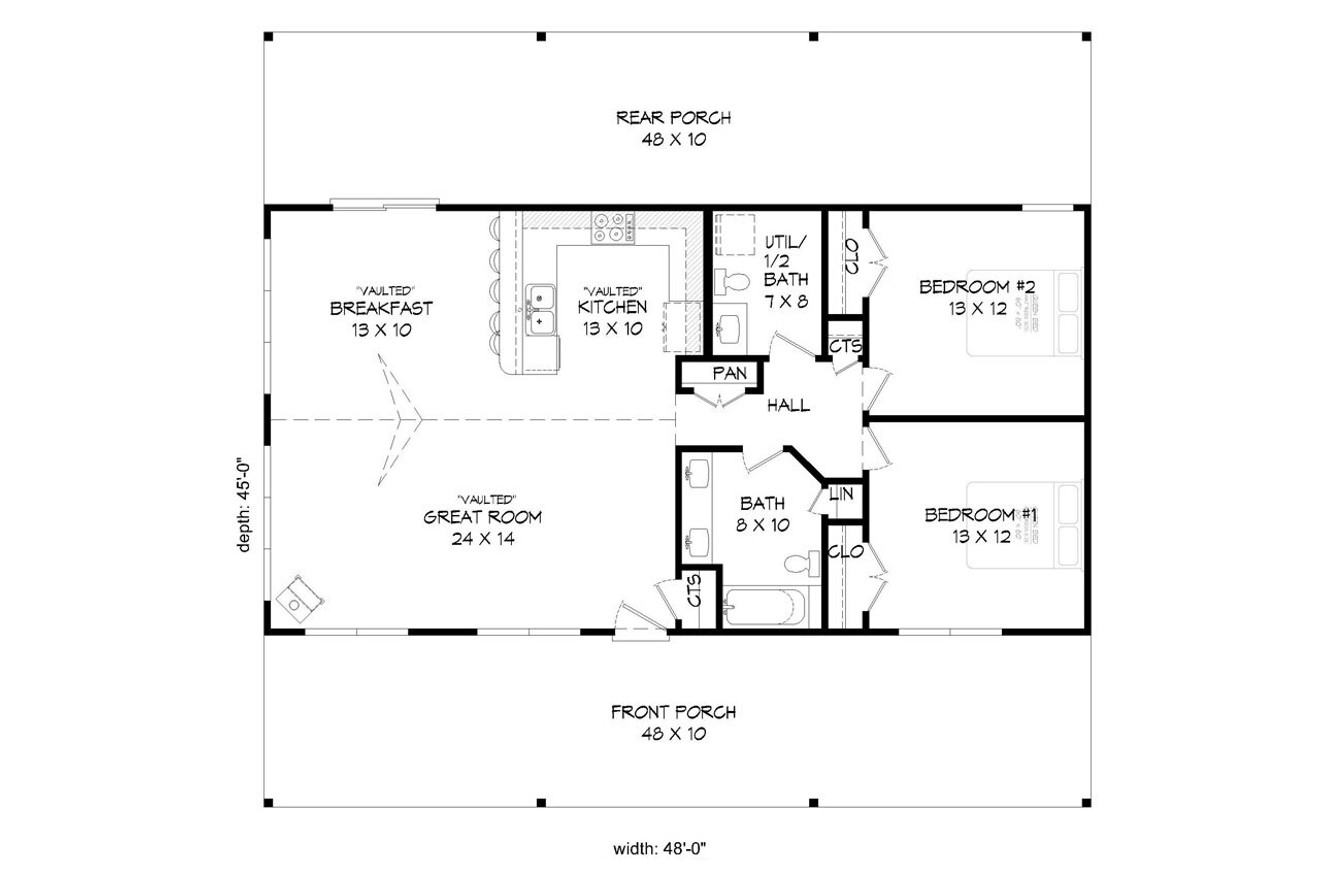 Traditional House Plan - Rush Springs 26295 - 1st Floor Plan