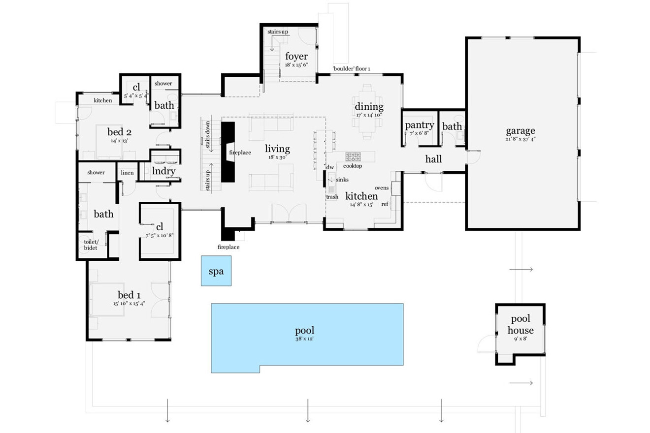 Modern House Plan - Boulder 26815 - 1st Floor Plan
