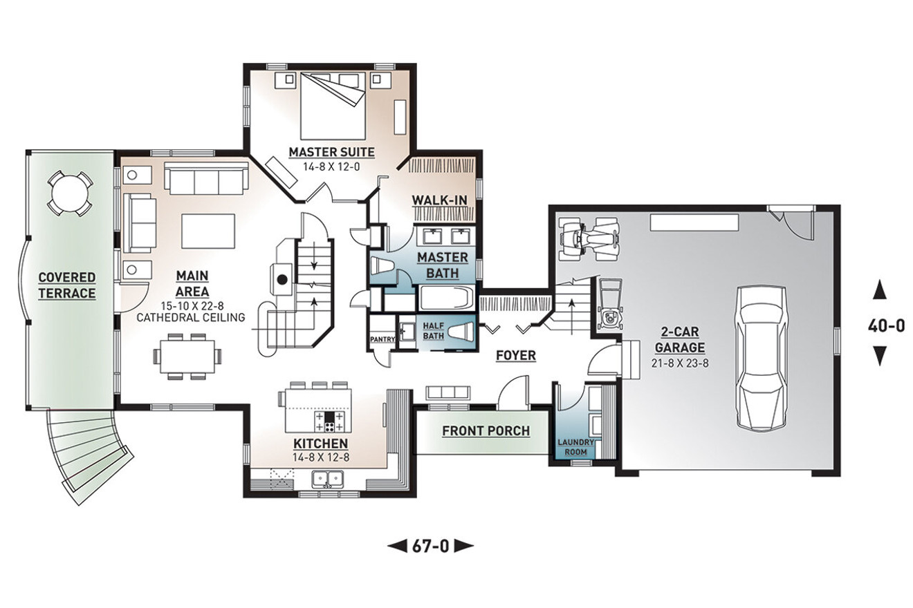 Country House Plan - The Thatchery 26893 - 1st Floor Plan
