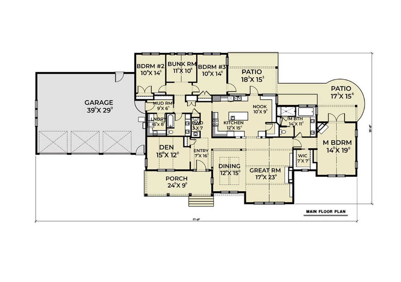 Craftsman House Plan - 26952 - 1st Floor Plan